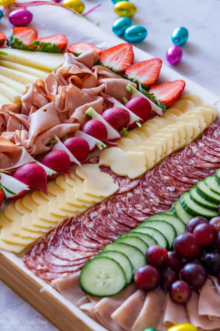 Easter charcuterie board close-up