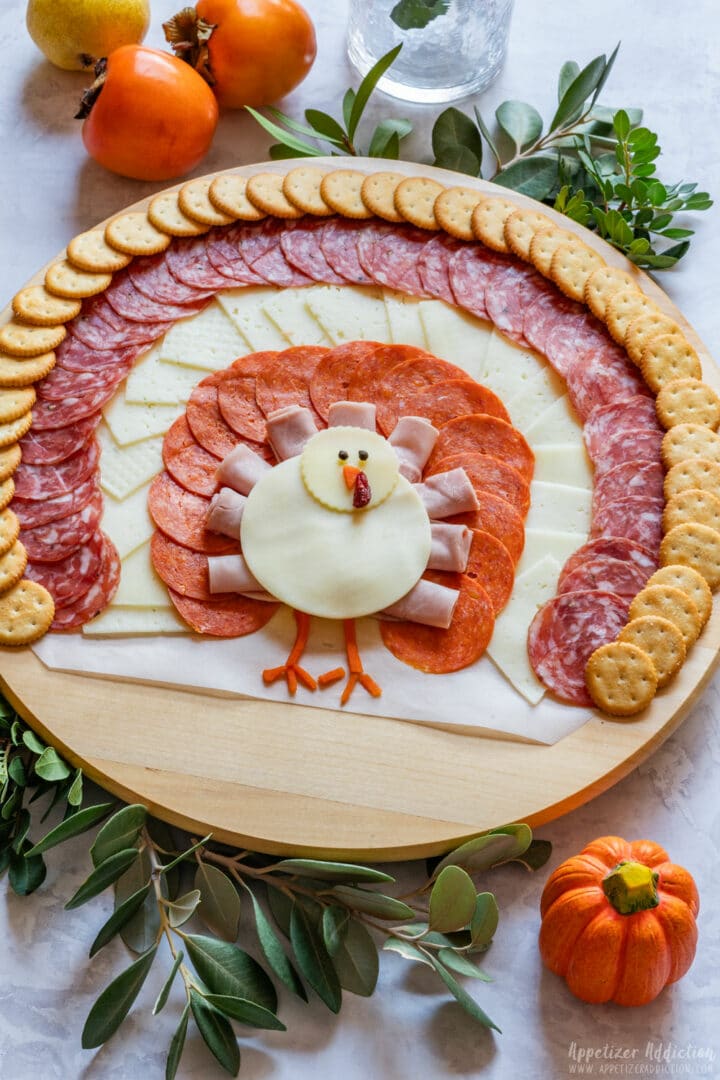 Thanksgiving turkey charcuterie board for the Holiday.