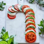 Candy cane shaped Caprese board.