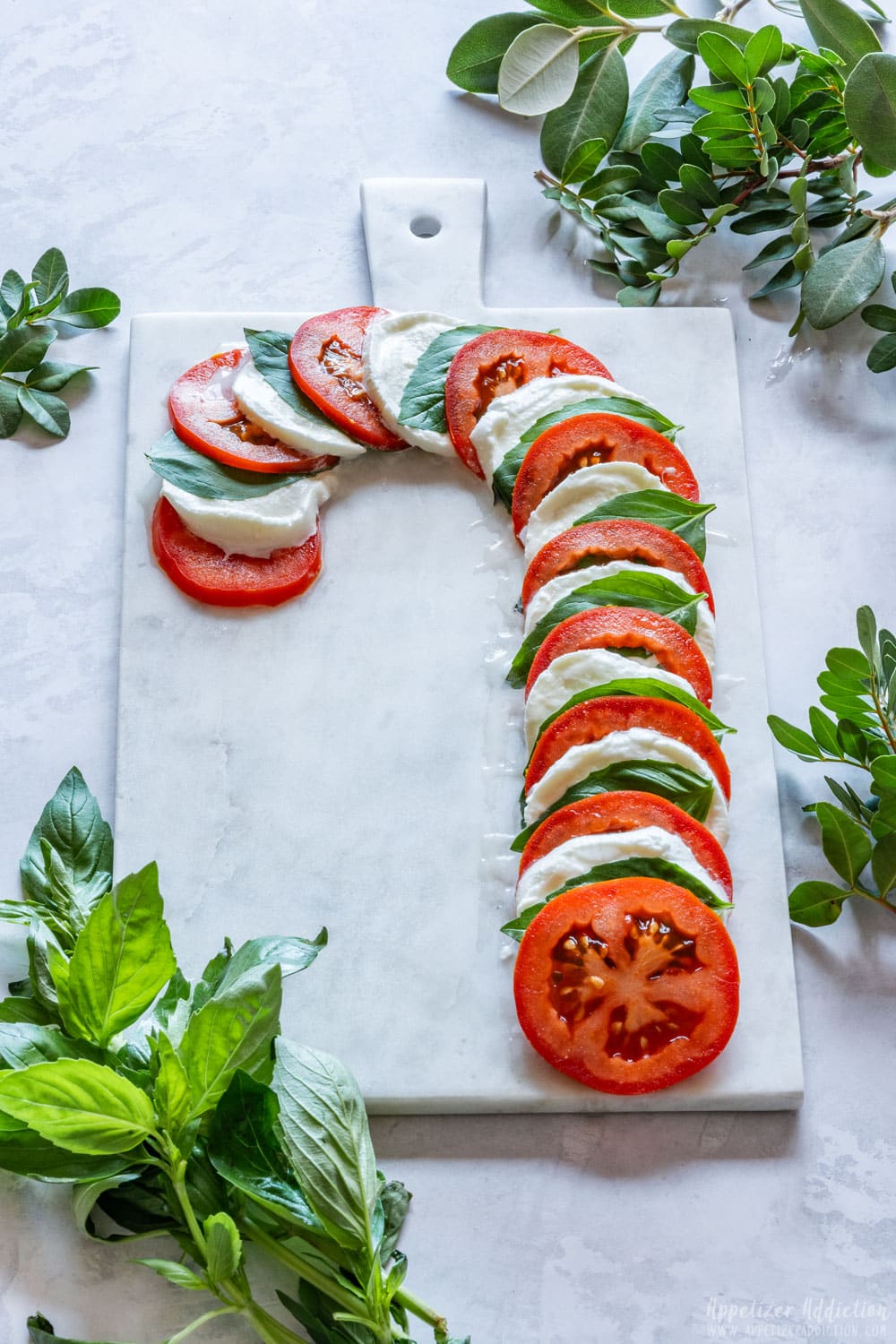 Candy cane shaped Caprese board.